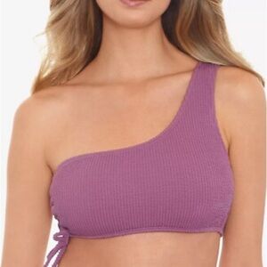 Salt and Cove Swim Bikini Womens Bandeau One Shoulder Ribbed textured sz S Small